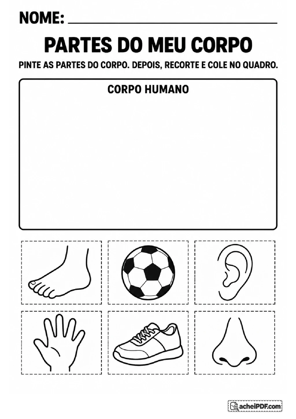 Corpo Humano: Atividades de Recorte e Colagem para o 1º ano
