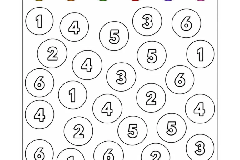 Imagem 1 da postagem: A criança observa uma legenda formada por seis círculos coloridos, numerados de 1 a 6., para o Pré II.
