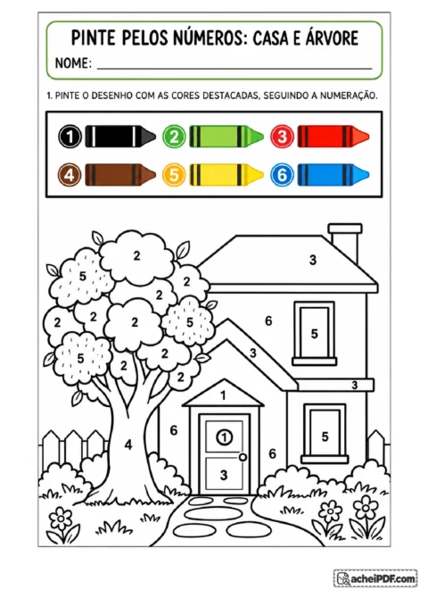 Imagem 6 da postagem: A criança deve observar a legenda de seis lápis de cera coloridos, identificar a, para o Pré II.