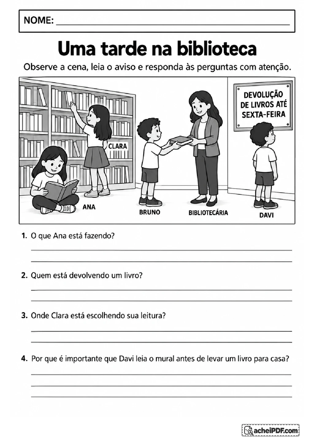 Leitura de Avisos e Histórias para o 3º ano