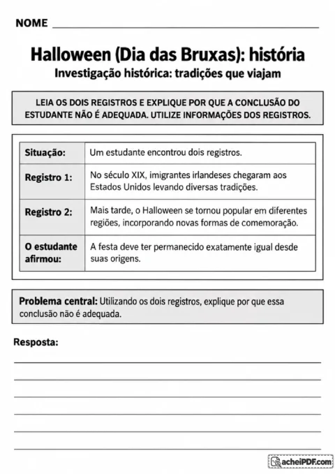 Situação-problema sobre imigração e transformação das tradições do Halloween