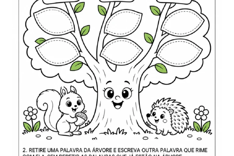 5 Atividades de Rima para o 1º ano fundamental: Identificar palavras que rimam, escrever duas palavras para cada uma das três palavras, para o 1º ano.