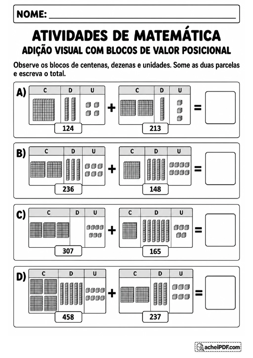 Atividades de Adição Visual para o 3º ano