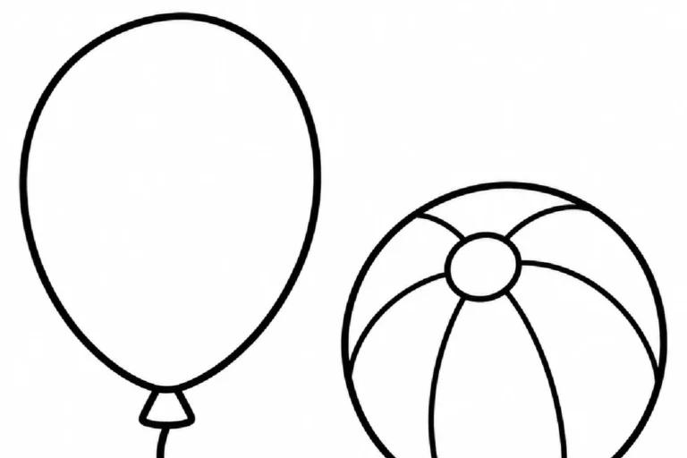 Balão grande para pintar com ajuda do adulto ao lado de uma bola em atividade do Dia das Crianças.