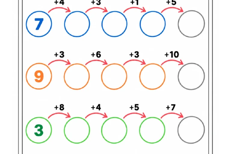 Imagem 1 da postagem: Resolver quatro sequências independentes de adições sucessivas. Em cada linha, a criança, para o 2º ano.