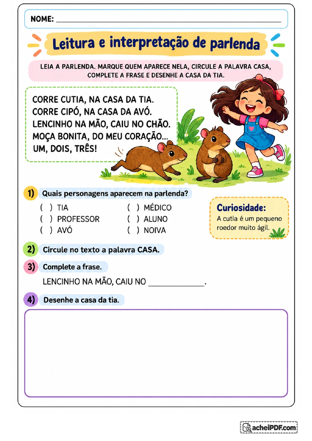 Atividades de Parlendas com Rimas para Imprimir