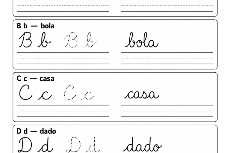 Caligrafia Cursiva do Alfabeto em PDF para Imprimir