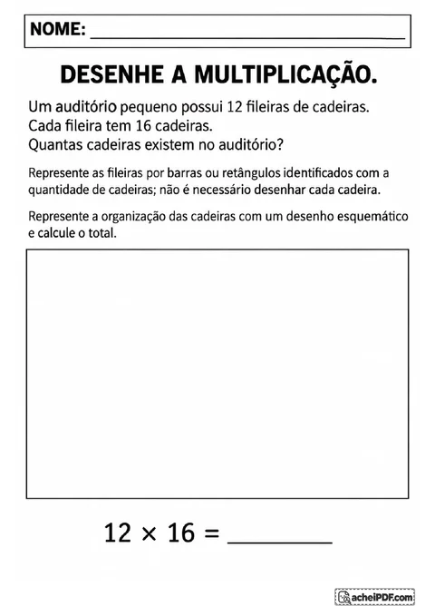 Espaço para desenhar um esquema de 12 fileiras com 16 cadeiras e calcular o total