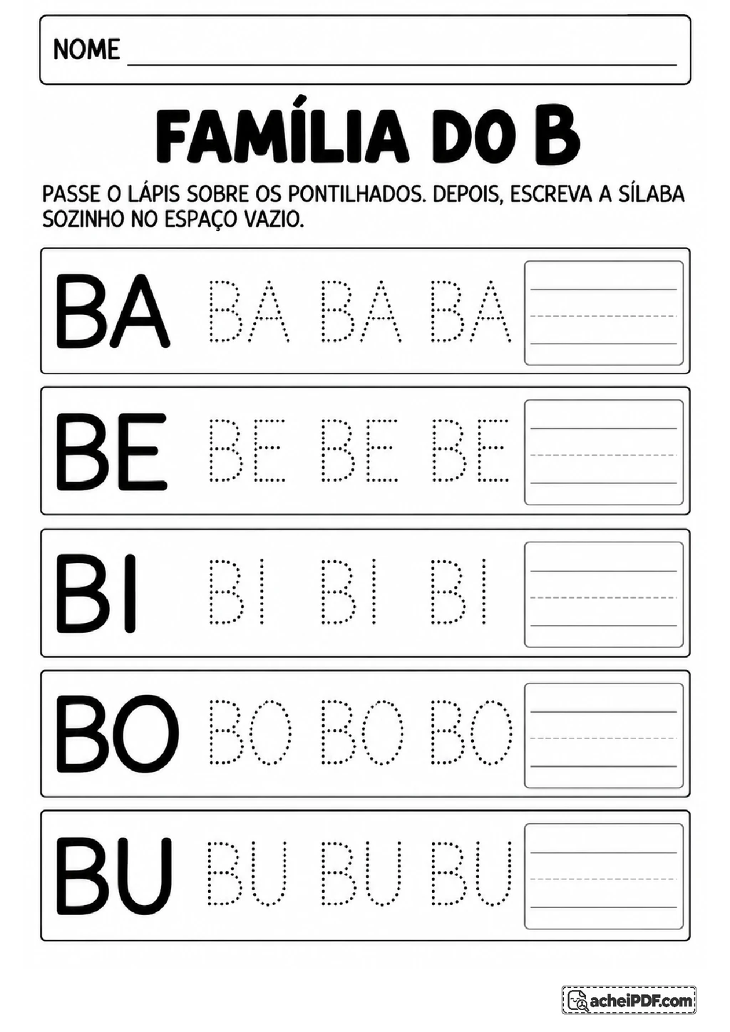 Sílabas Pontilhadas com Escrita Independente