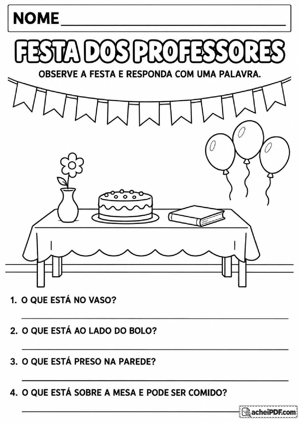 Atividades da Festa dos Professores para o 1º ano