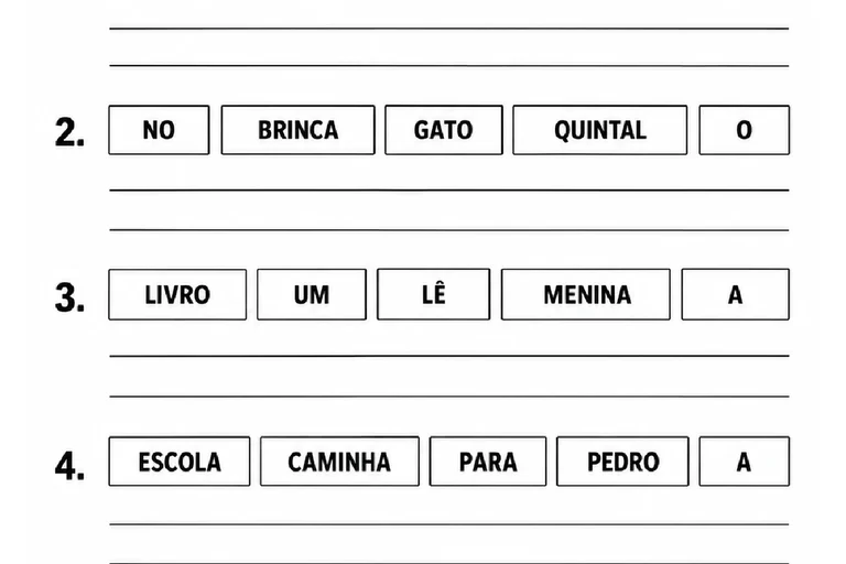 Ordenar Palavras e Formar Frases em PDF para o 2º ano