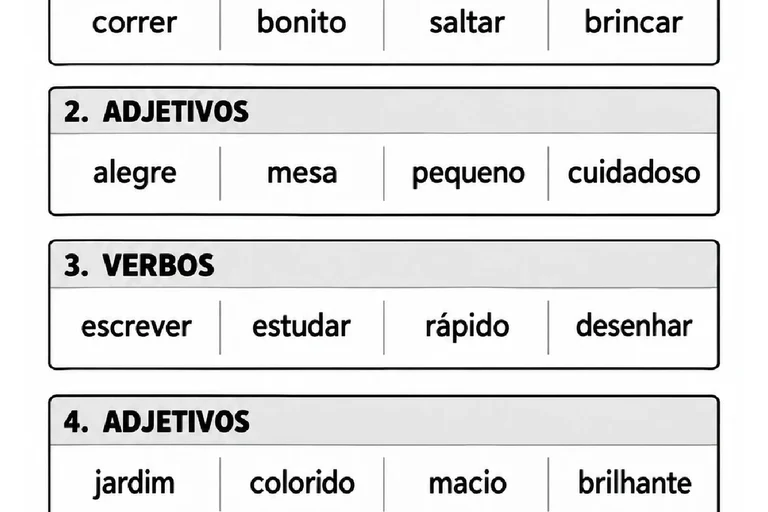 Atividades de Verbos, Adjetivos e Plural para o 3º ano