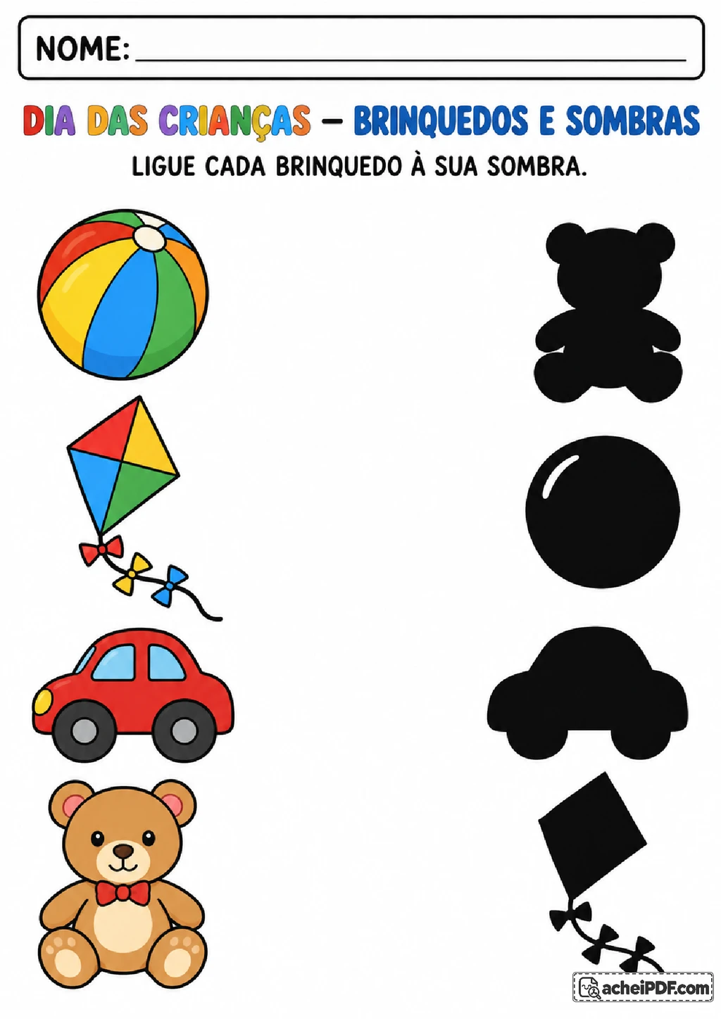 Atividades de Ligar e Associar para o Dia das Crianças