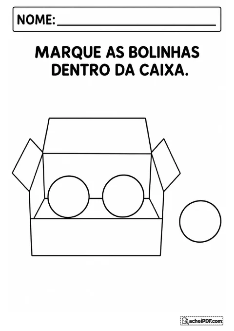 Caixa aberta com duas bolinhas dentro e outra fora para identificar e marcar somente as internas