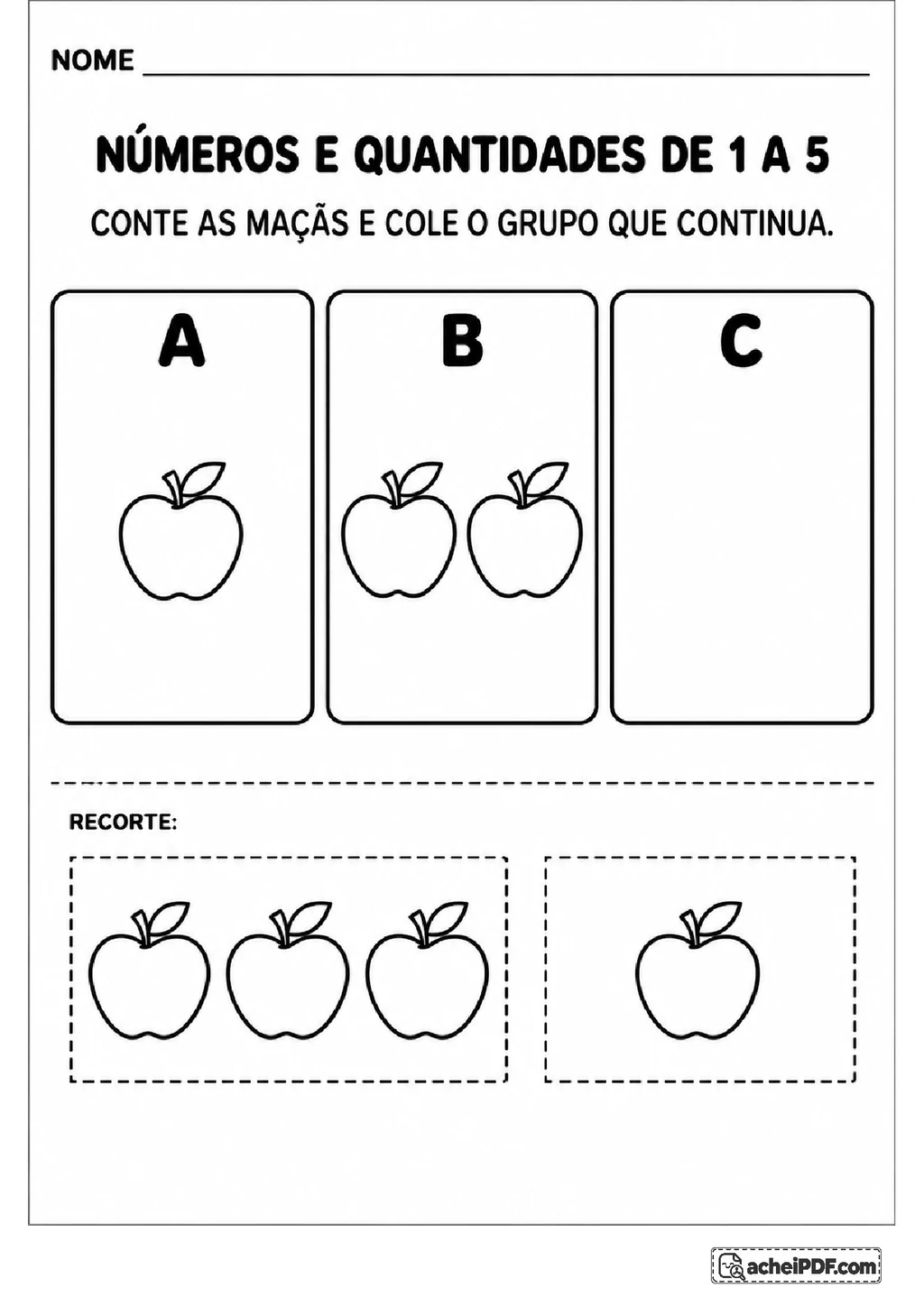 Números de 1 a 5: Contar, Comparar e Organizar