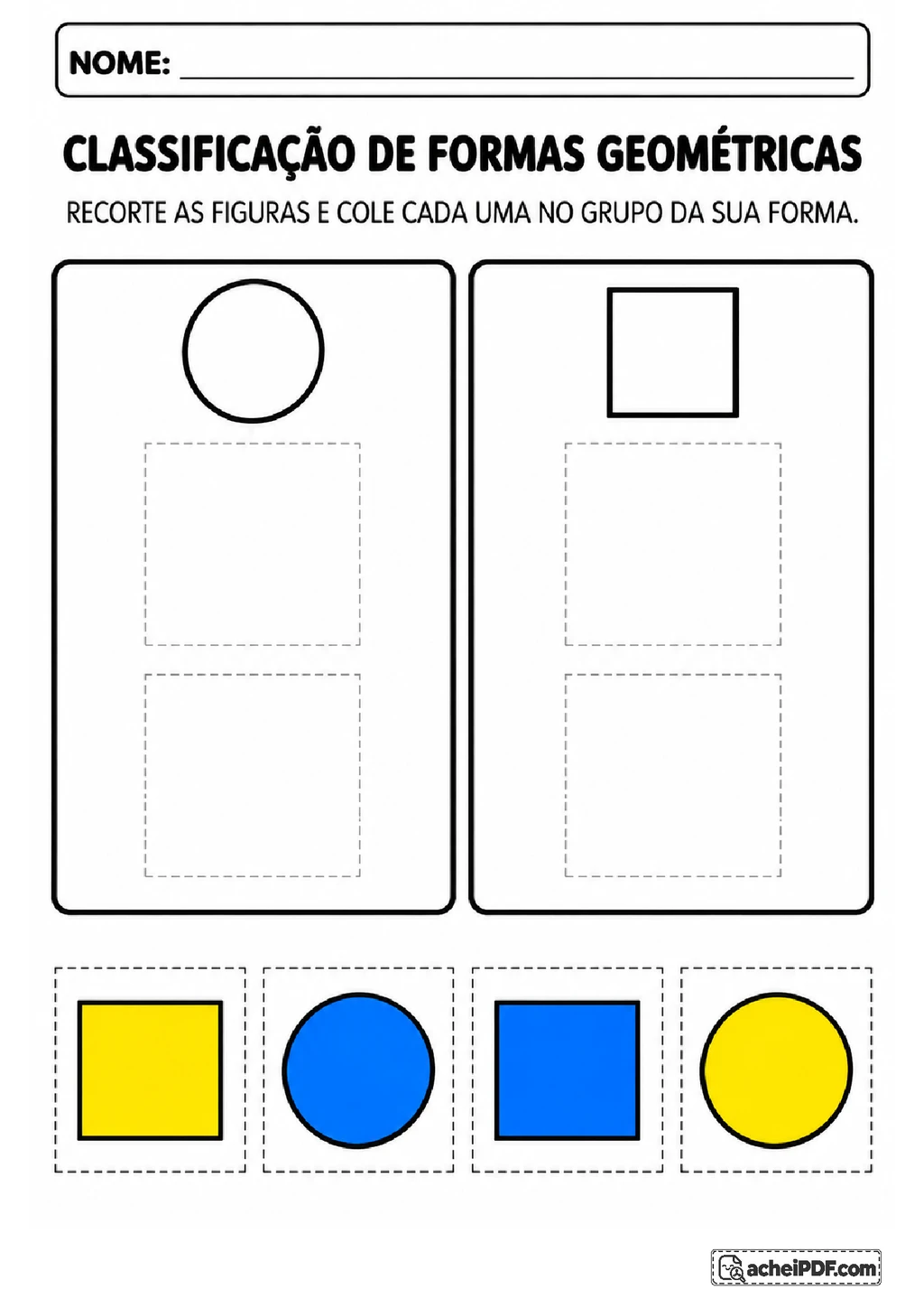 Recorte e Colagem com Formas e Figuras para Imprimir