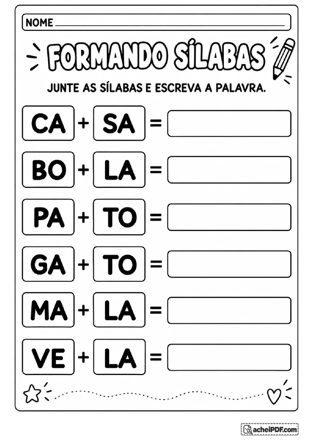 Pares, Cartões e Códigos de Sílabas para Descobrir Palavras