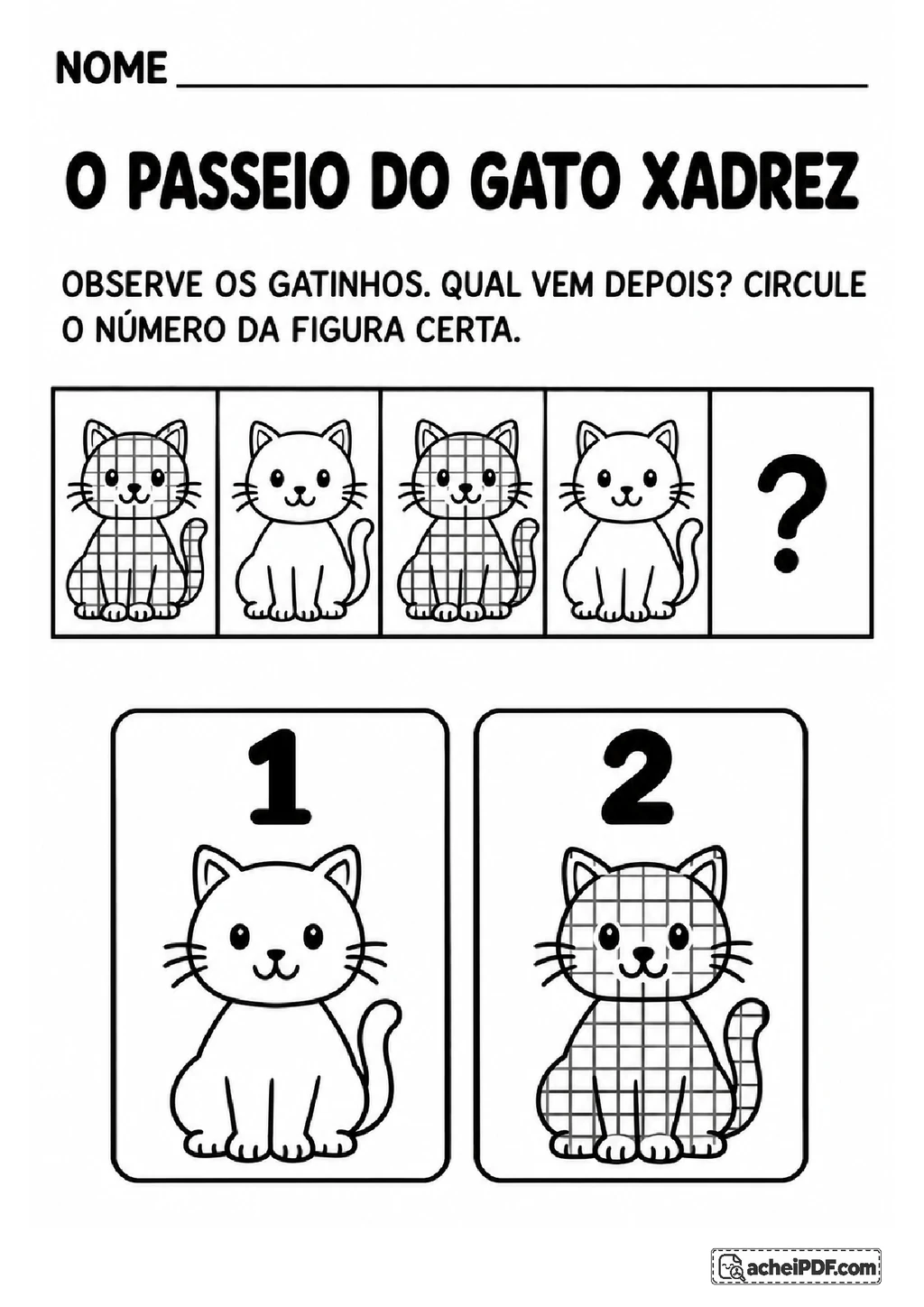 Gato Xadrez: Sequências com Números, Letras e Formas