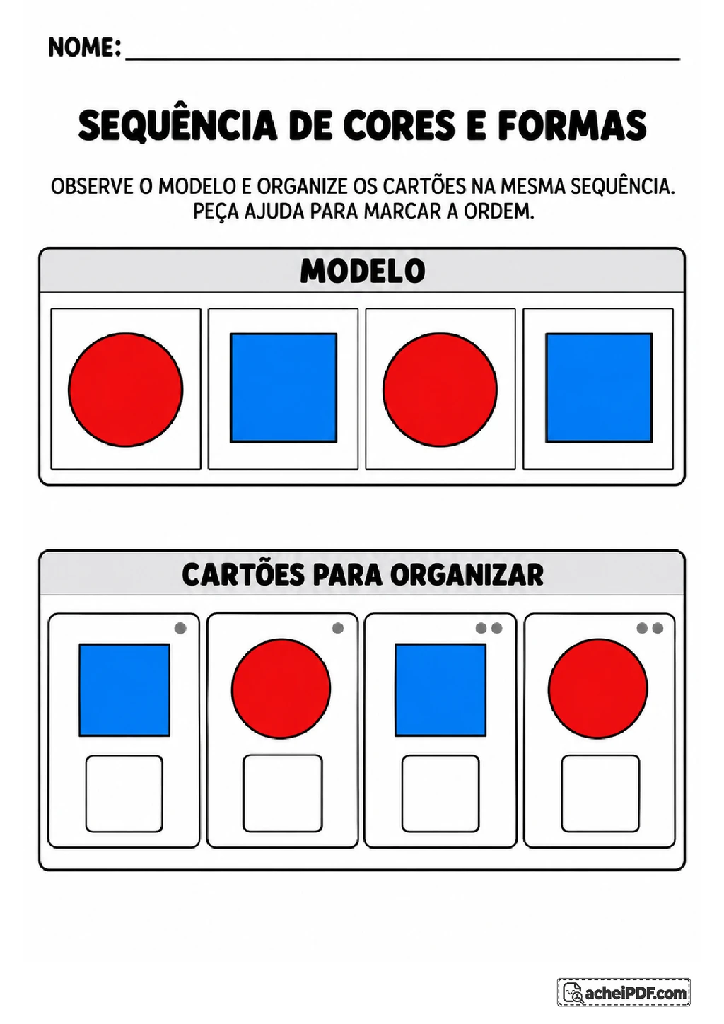 Atividades de Cores e Formas Geométricas para o Pré I