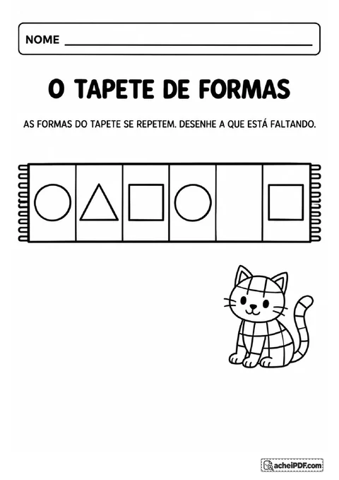 Tapete de formas geométricas com círculos, triângulos e quadrados para desenhar a peça que falta