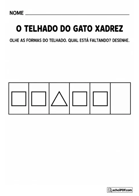 Peças de telhado com quadrados e triângulos em padrão repetido para desenhar a última forma