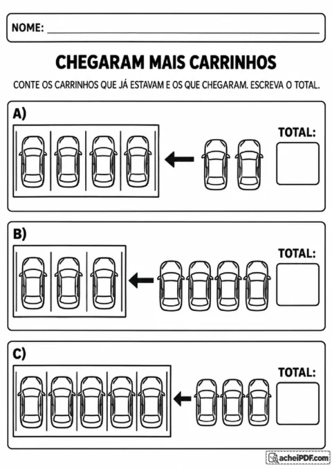 Carrinhos estacionados e novos carrinhos chegando para contar os veículos reunidos e registrar o total