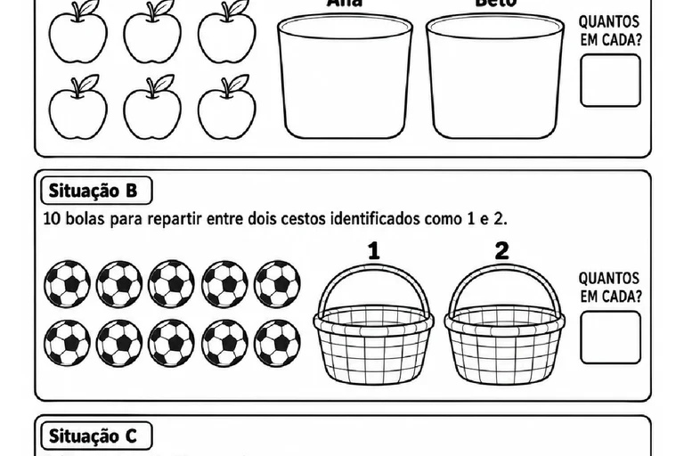 Metade e Terça Parte: Atividades de Repartição em PDF