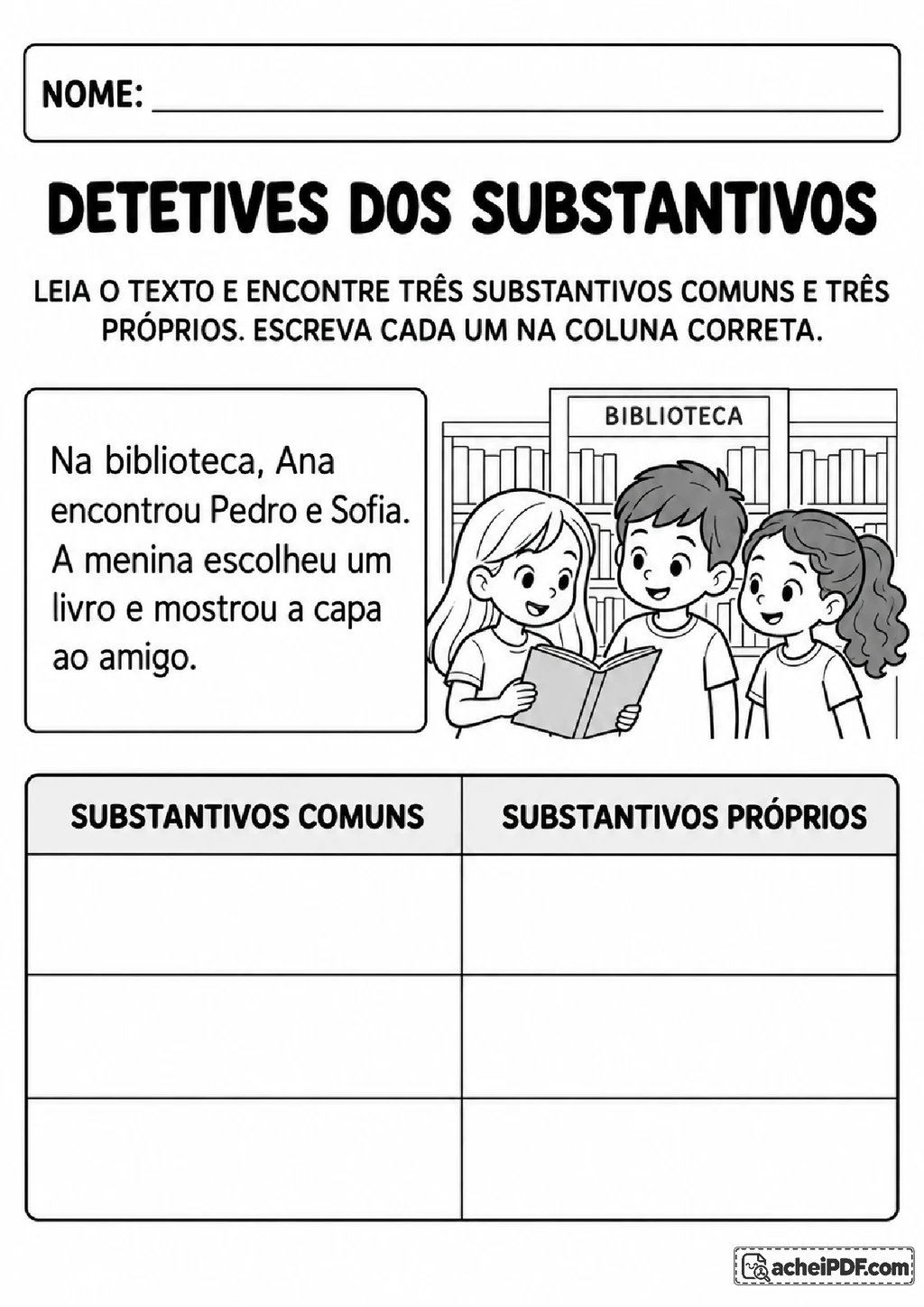 Atividades de Substantivos para o 4º ano em PDF