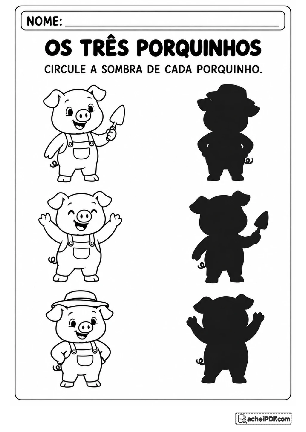 Os Três Porquinhos: Atividades em PDF para Imprimir