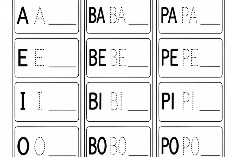 Silabário Ampliado para Imprimir com Traçado de Sílabas